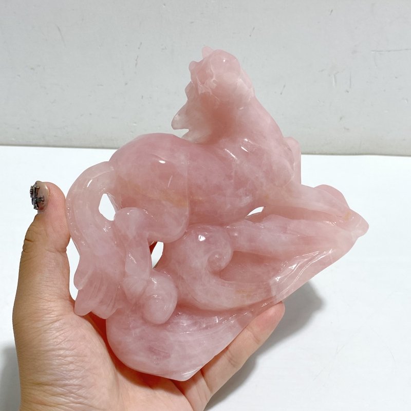 Beautiful Rose Quartz Horse Carving -Wholesale Crystals