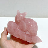 Beautiful Rose Quartz Rabbit Carving -Wholesale Crystals