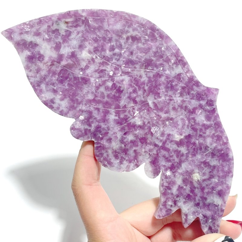 Beautiful Spark Lepidolite Butterfly Wing Carving With Stand - Wholesale Crystals