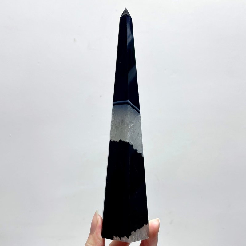 Black Agate Mixed Quartz Obelisk Point Tower Wholesale - Wholesale Crystals