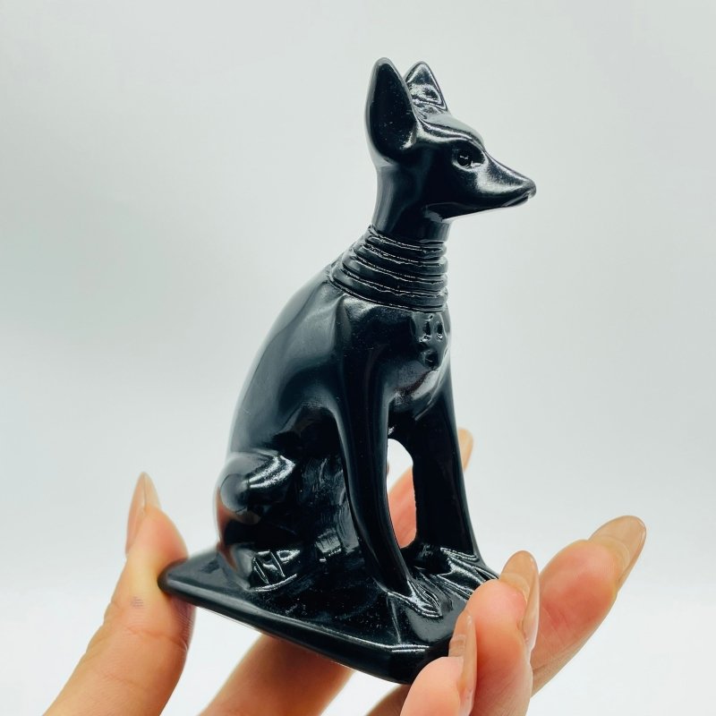 Black Obsidian Egyptian Anubis Dog Carving Wholesale - Wholesale Crystals