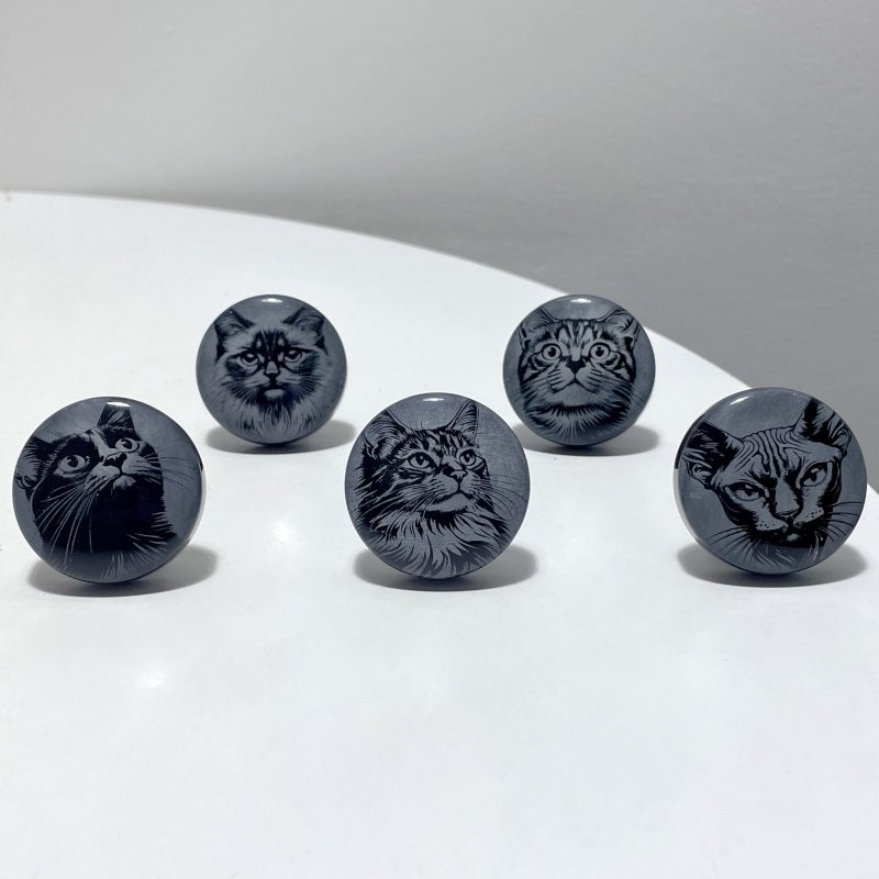 Black Obsidian Engraved Cat Car Air Vent Clips Wholesale Car Accessories - Wholesale Crystals