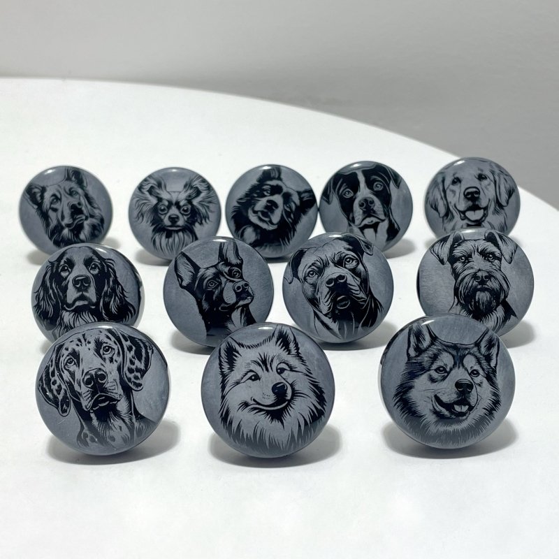 Black Obsidian Engraved Dog Car Air Vent Clips Wholesale Car Accessories - Wholesale Crystals