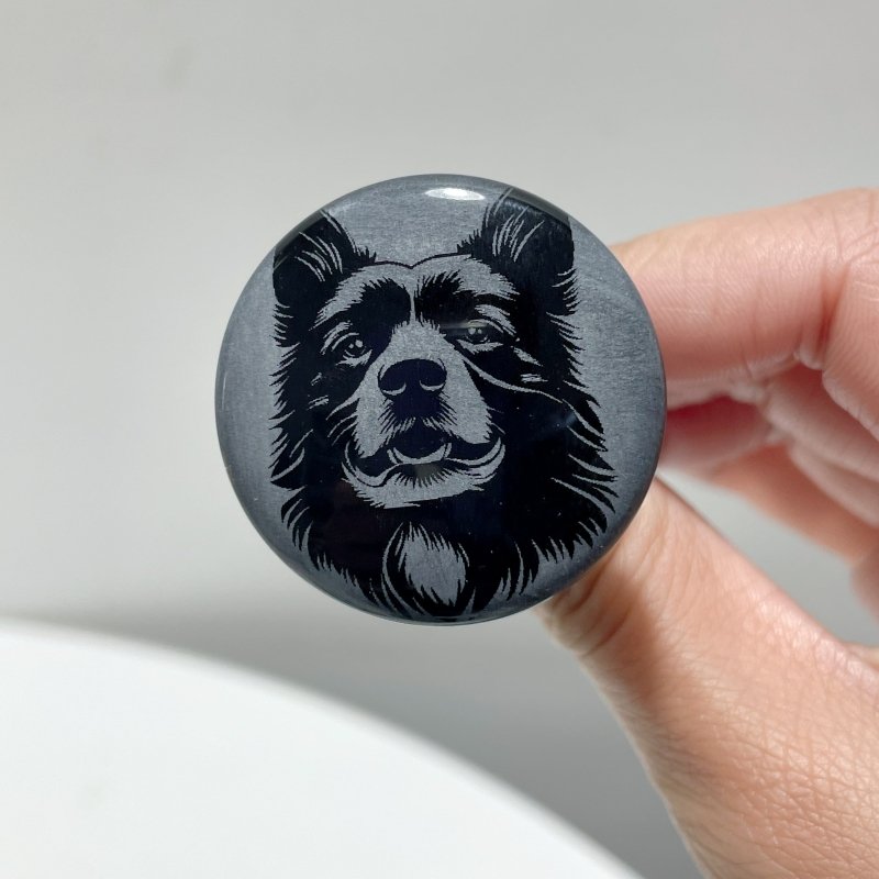 Black Obsidian Engraved Dog Car Air Vent Clips Wholesale Car Accessories - Wholesale Crystals