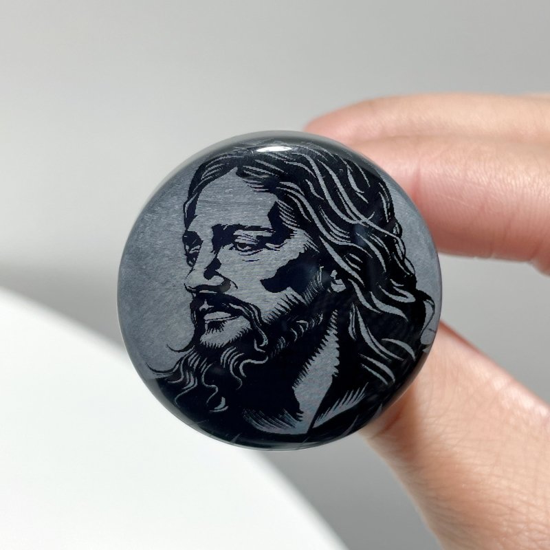 Black Obsidian Engraved Jesus Christ Car Air Vent Clips Wholesale Car Accessories - Wholesale Crystals