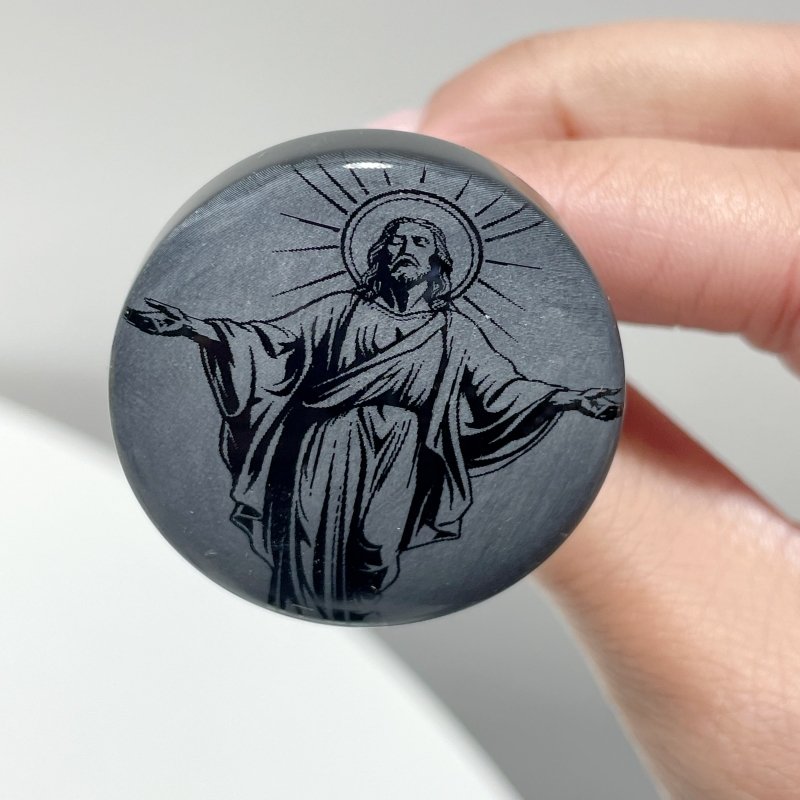 Black Obsidian Engraved Jesus Christ Car Air Vent Clips Wholesale Car Accessories - Wholesale Crystals