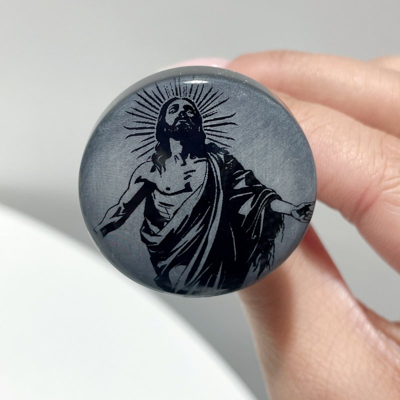 Black Obsidian Engraved Jesus Christ Car Air Vent Clips Wholesale Car Accessories - Wholesale Crystals