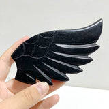 Black Obsidian Heart Wing Carving With Stand -Wholesale Crystals