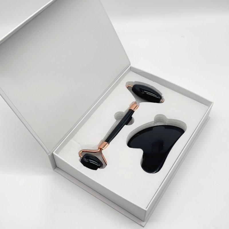 Black Obsidian Roller and Gua Sha A Set Wholesale -Wholesale Crystals
