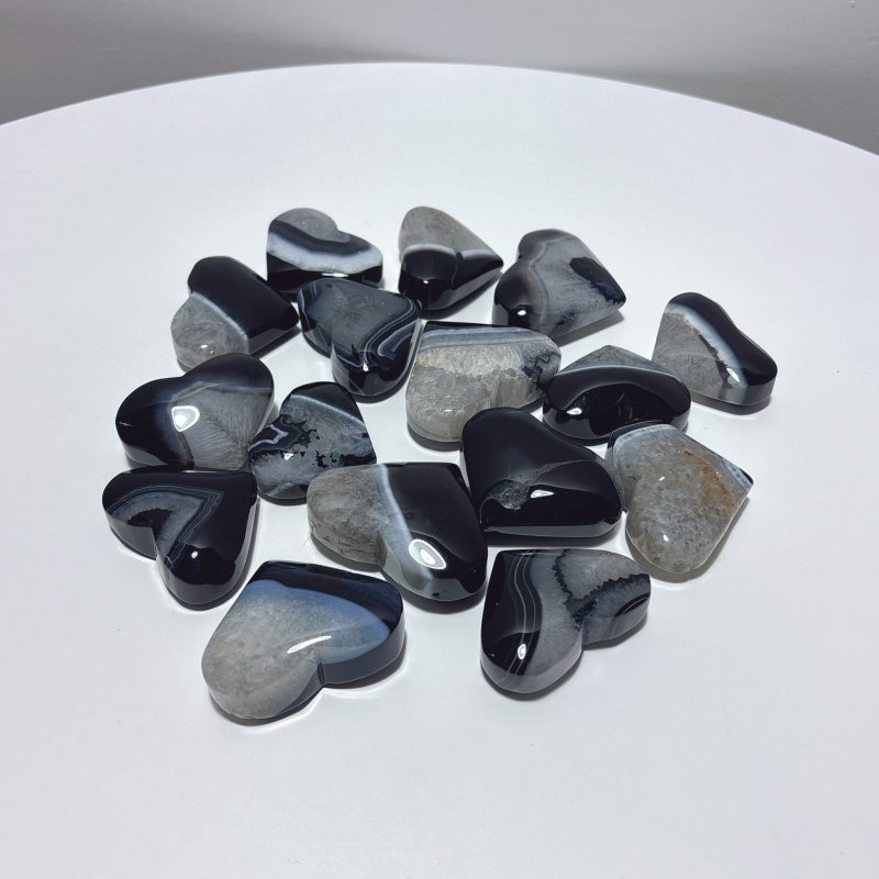 Black Stripe Agate Mixed Quartz Heart Wholesale - Wholesale Crystals
