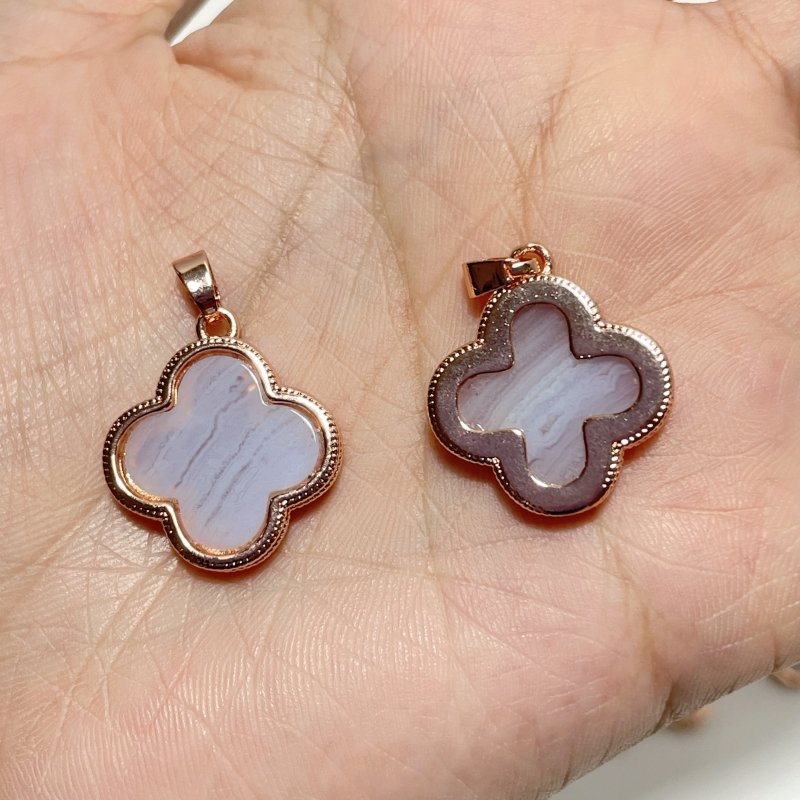 Blue Lace Agate Four Leaf Clover Pendant Wholesale - Wholesale Crystals