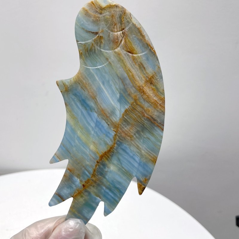 Blue Onyx Angel Wing Carving With Stand - Wholesale Crystals