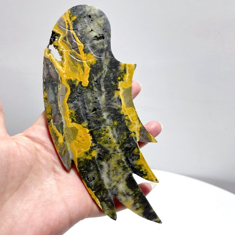 Bumble Bee Stone Jasper Angel Wing Carving With Stand - Wholesale Crystals