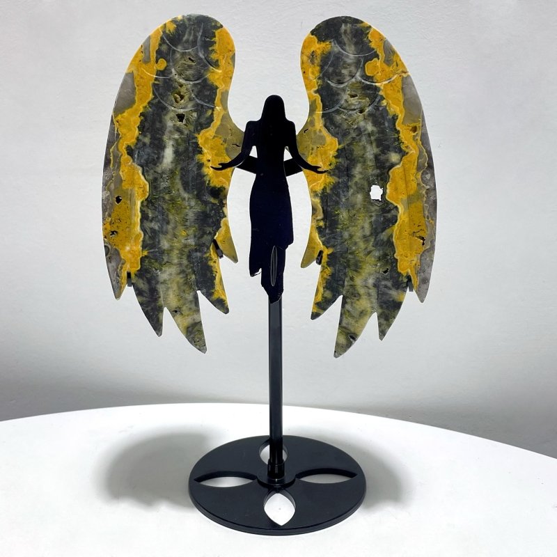 Bumble Bee Stone Jasper Angel Wing Carving With Stand - Wholesale Crystals