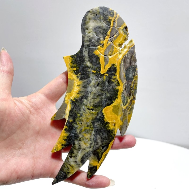 Bumble Bee Stone Jasper Angel Wing Carving With Stand - Wholesale Crystals