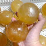 27 Pieces Large Yellow Calcite Spheres (Sea Freight Only)