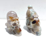 2 Pieces Sakura Flower Agate Christmas Hat Skull Carving