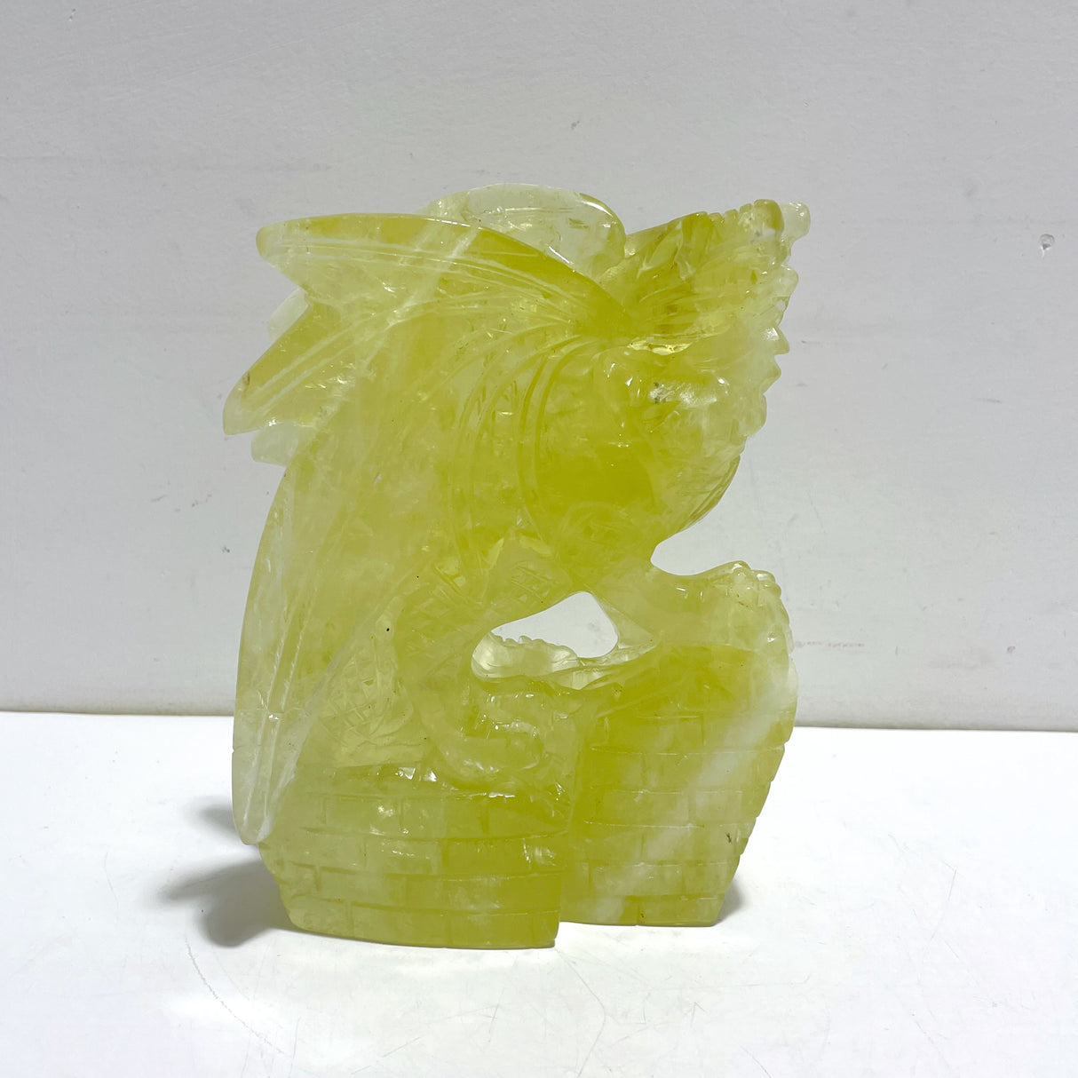 Unique Citrine Flying Dragon Castle Carving