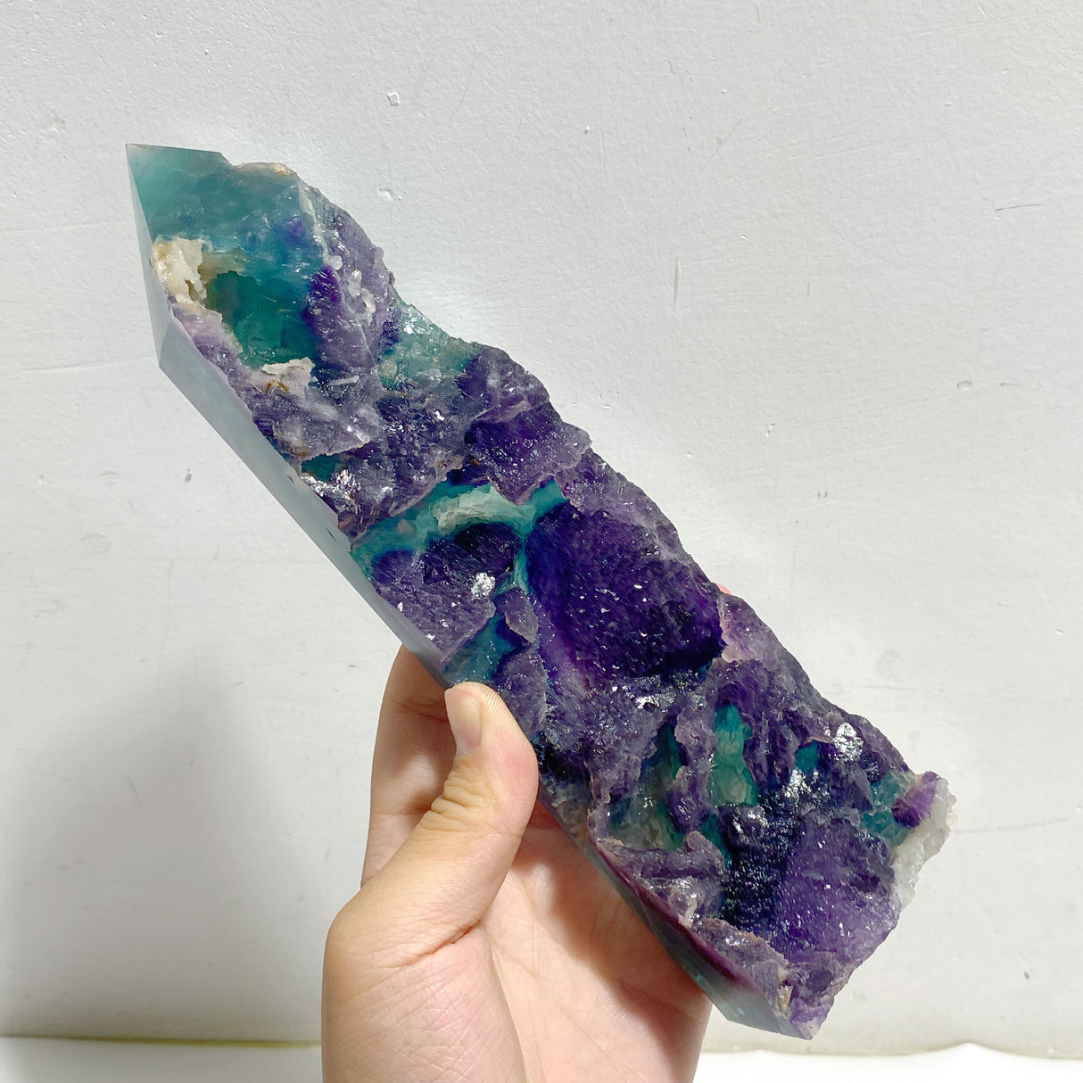 6 Pieces Rainbow Fluorite Raw Side Four-sided Tower Point