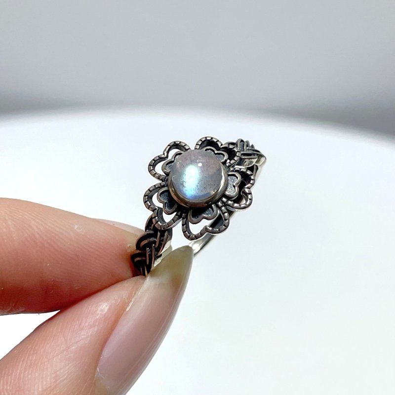 #C4 Silver Rings Flower Wholesale Moonstone Labradorite Opal Golden Rutile - Wholesale Crystals