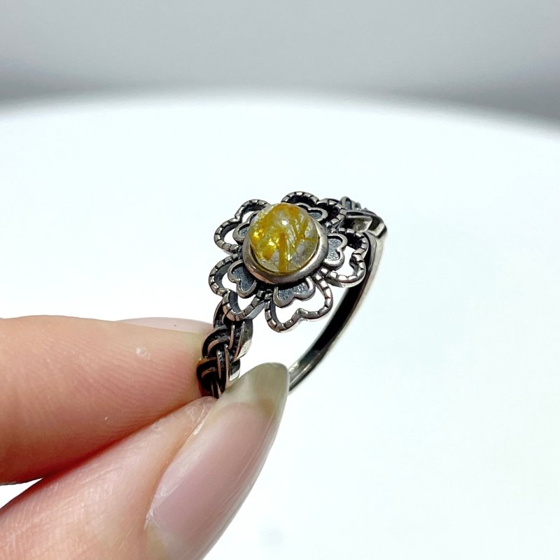 #C4 Silver Rings Flower Wholesale Moonstone Labradorite Opal Golden Rutile - Wholesale Crystals