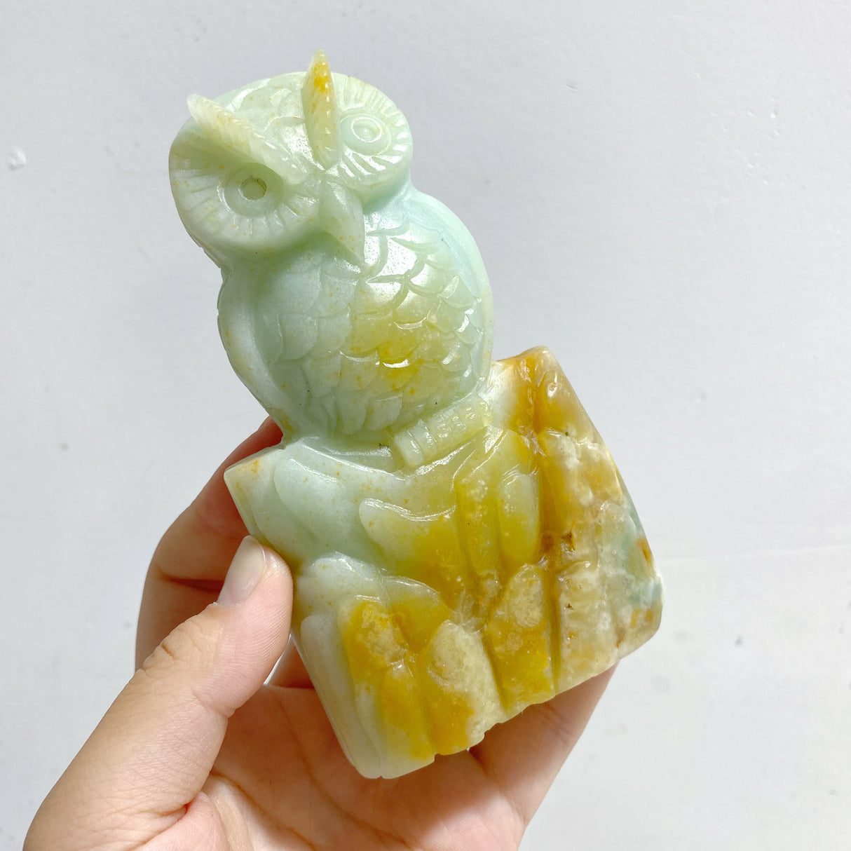 3 Pieces Caribbean Calcite Owl Carving