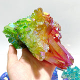 11 Pieces Aura Colorful Clear Quartz Cluster