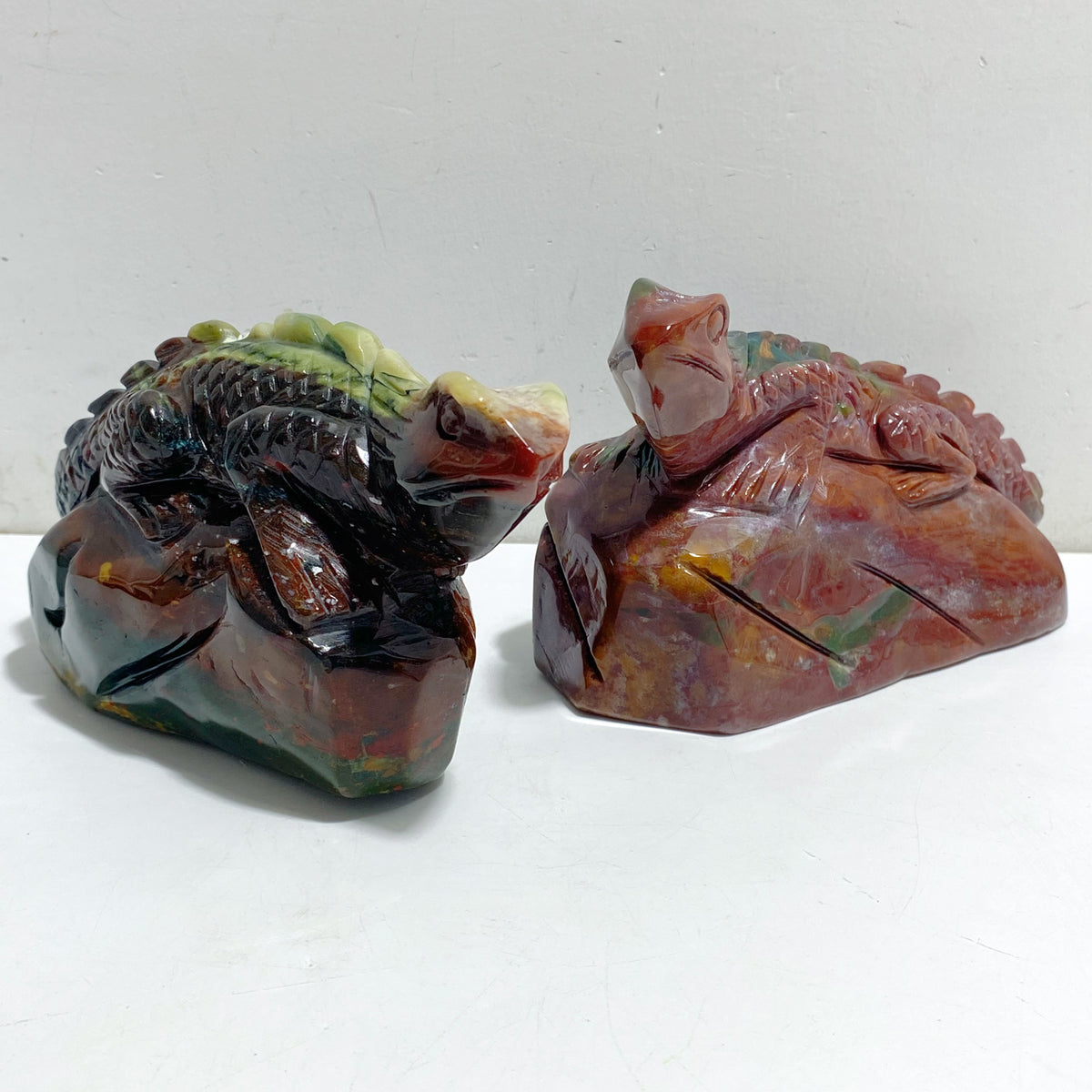 2 Pieces Ocean Jasper Lizard Carving #6
