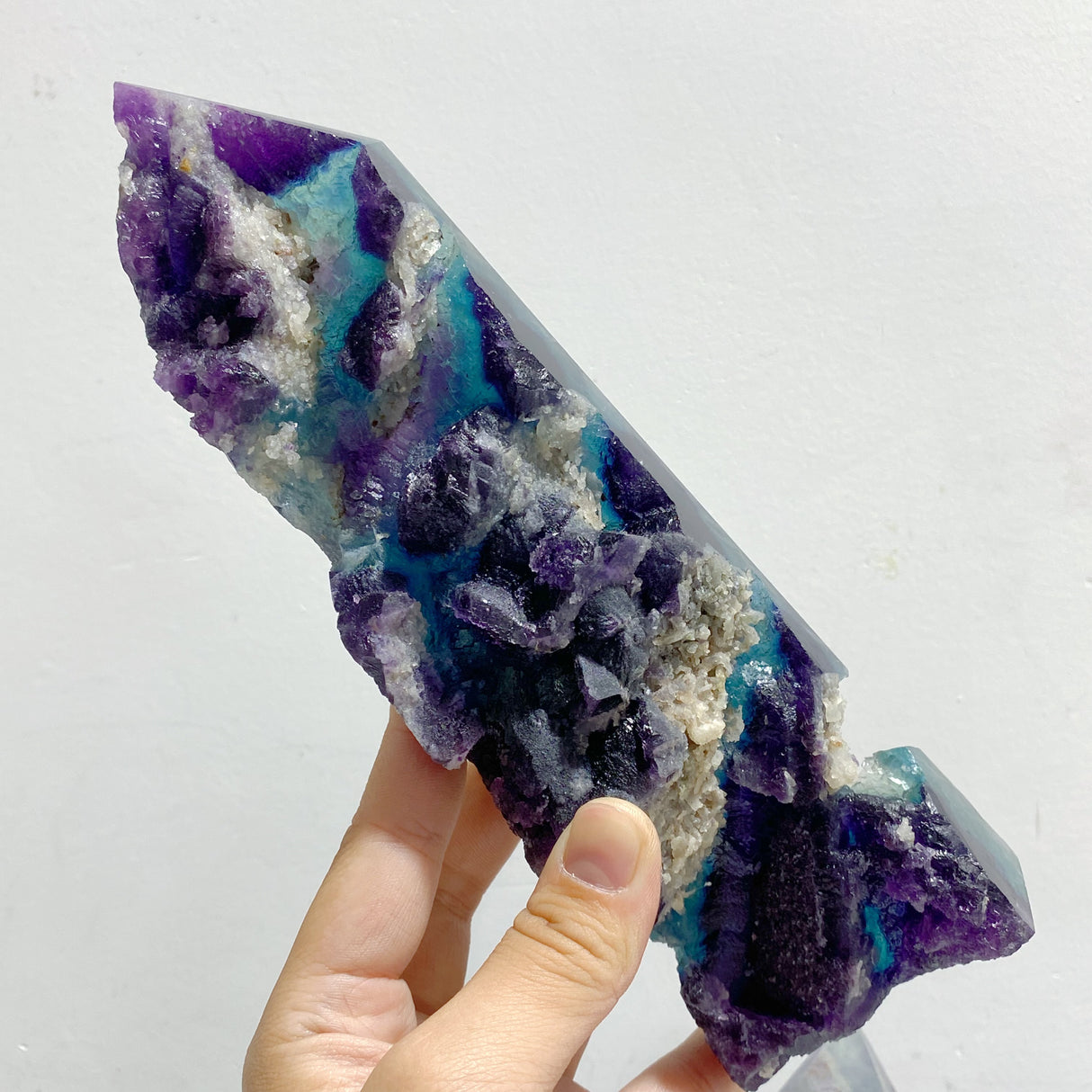 6 Pieces Rainbow Fluorite Raw Side Four-sided Tower Point