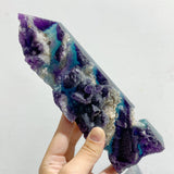 6 Pieces Rainbow Fluorite Raw Side Four-sided Tower Point