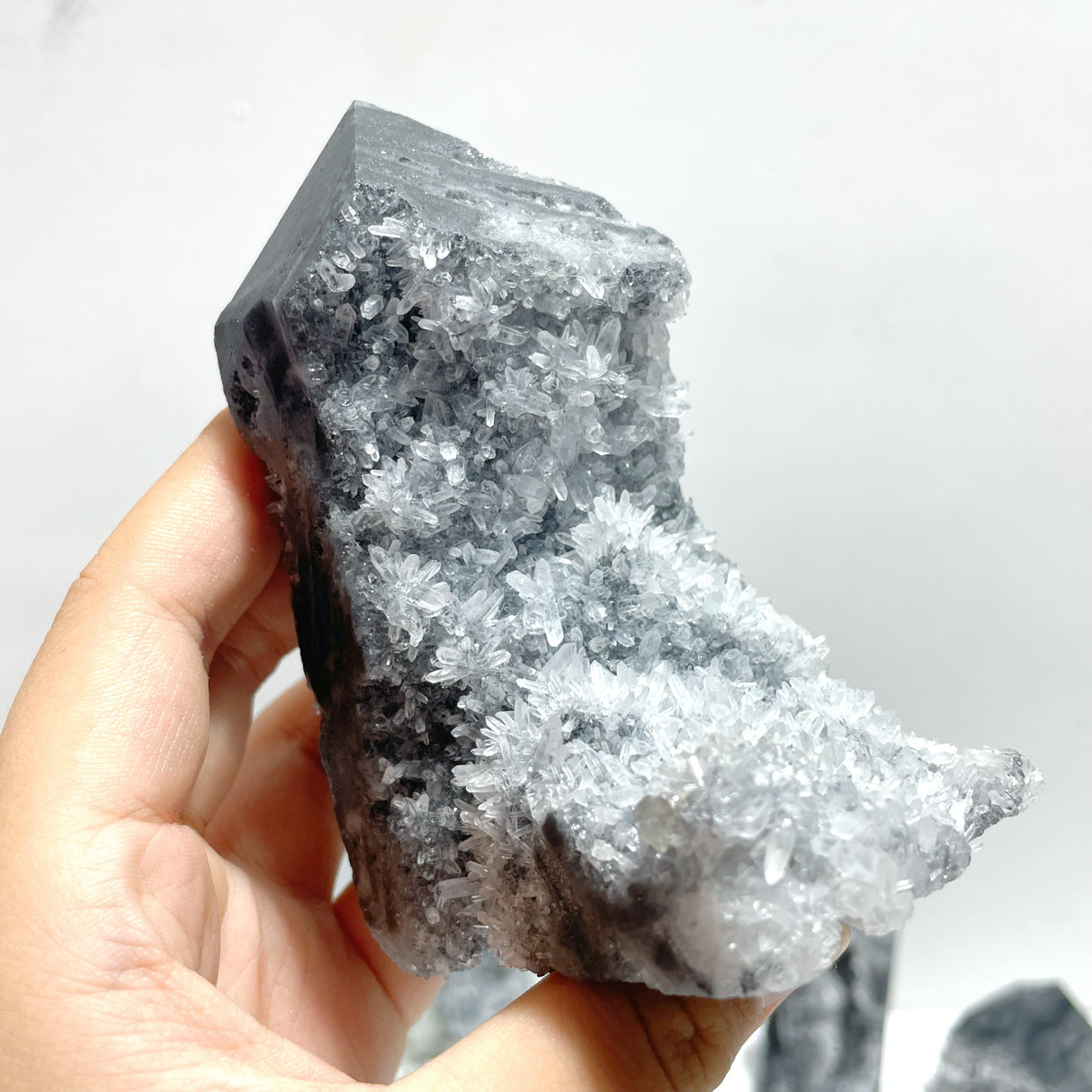 15 Pieces Black Clear Quartz Cluster Raw Side Point Tower