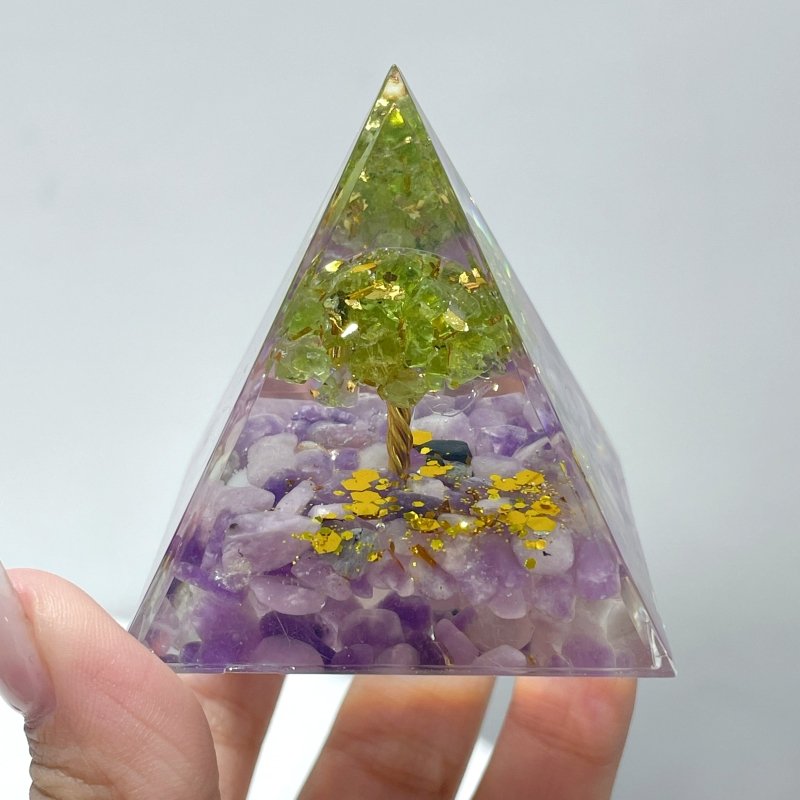 Chevron Amethyst Peridot Orgone Pyramid Wholesale - Wholesale Crystals