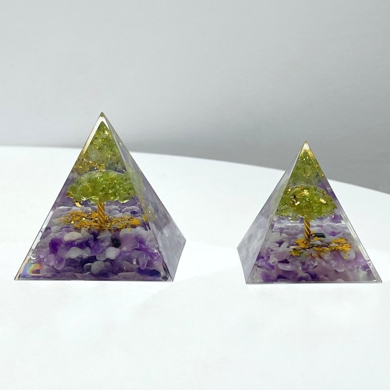 Chevron Amethyst Peridot Orgone Pyramid Wholesale - Wholesale Crystals