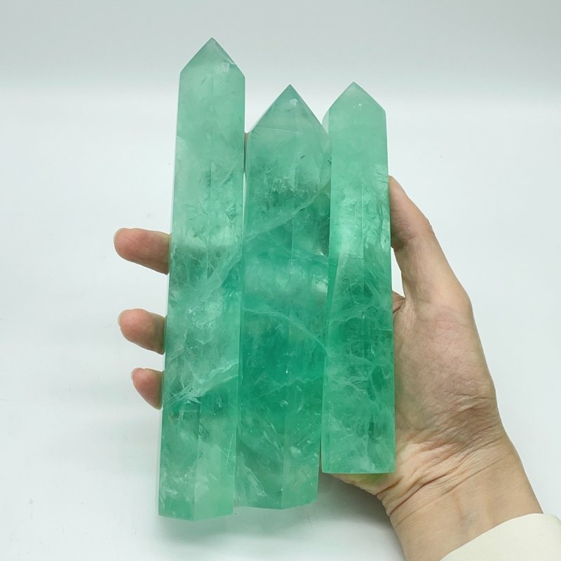Clear Green Fluorite Tower Points Wholesale 5.5-8.6in(14-22cm) -Wholesale Crystals