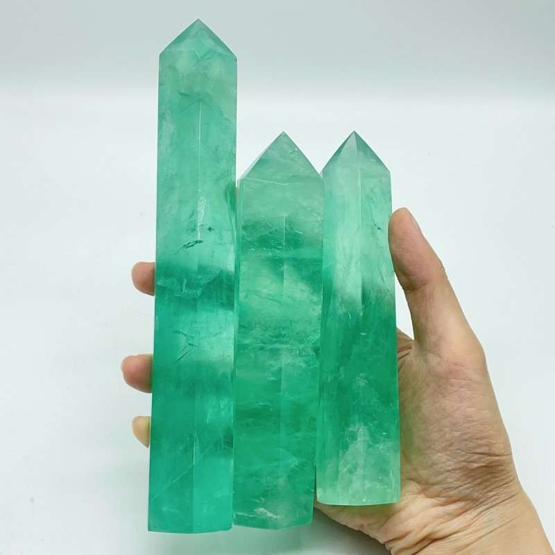 Clear Green Fluorite Tower Points Wholesale 5.5-8.6in(14-22cm) -Wholesale Crystals