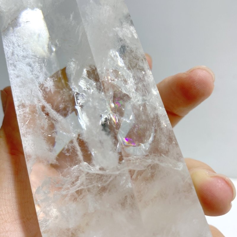 Clear Quartz Crystal Point Raw Bottom With Stand B5 -Wholesale Crystals