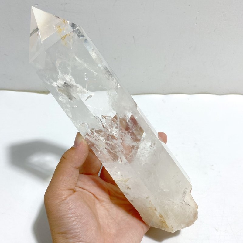 Clear Quartz Crystal Point Raw Bottom With Stand B5 -Wholesale Crystals