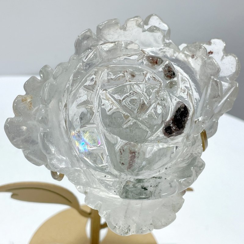 Clear Quartz Flower Carving With Stand - Wholesale Crystals