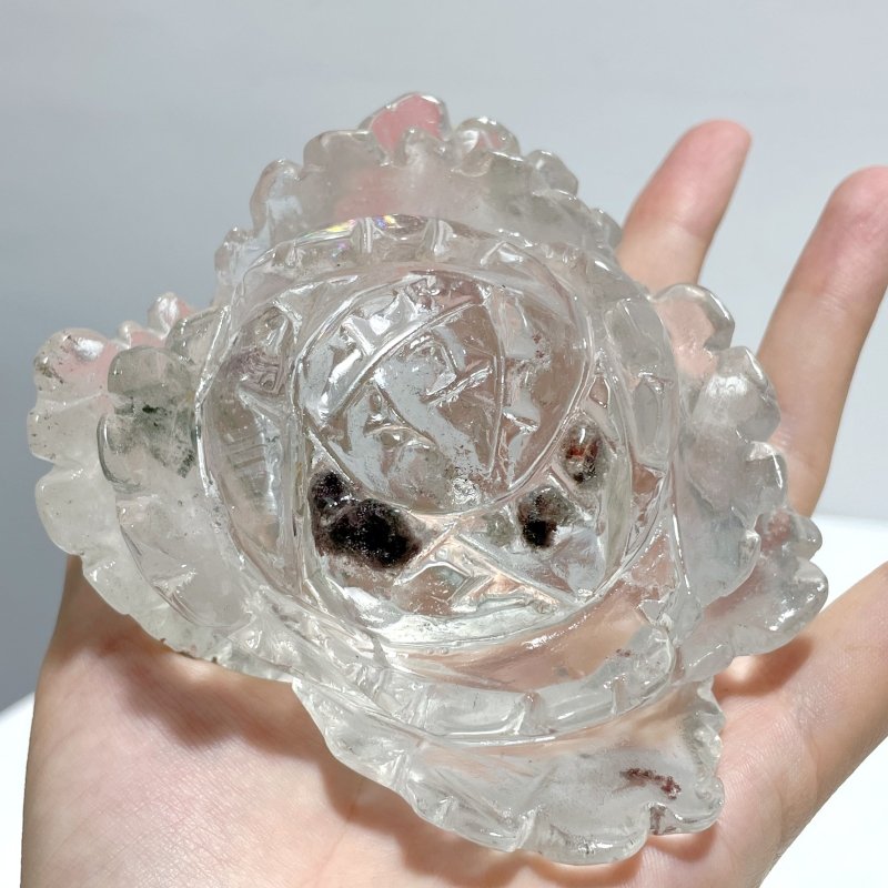 Clear Quartz Flower Carving With Stand - Wholesale Crystals