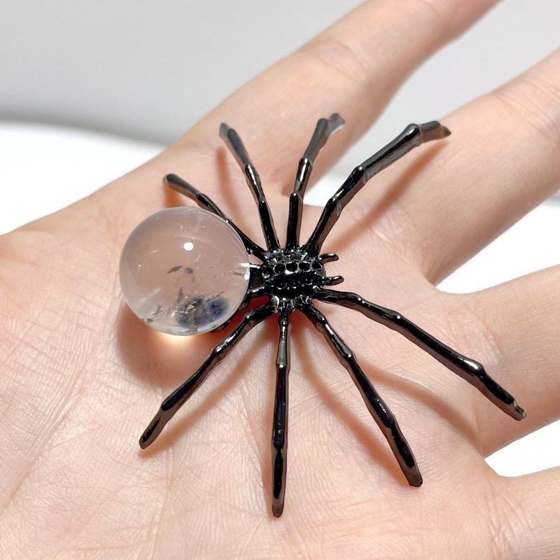 Clear Quartz Unakite Sphere Spider Ornament Handmade Alloy Spider Wholesale - Wholesale Crystals