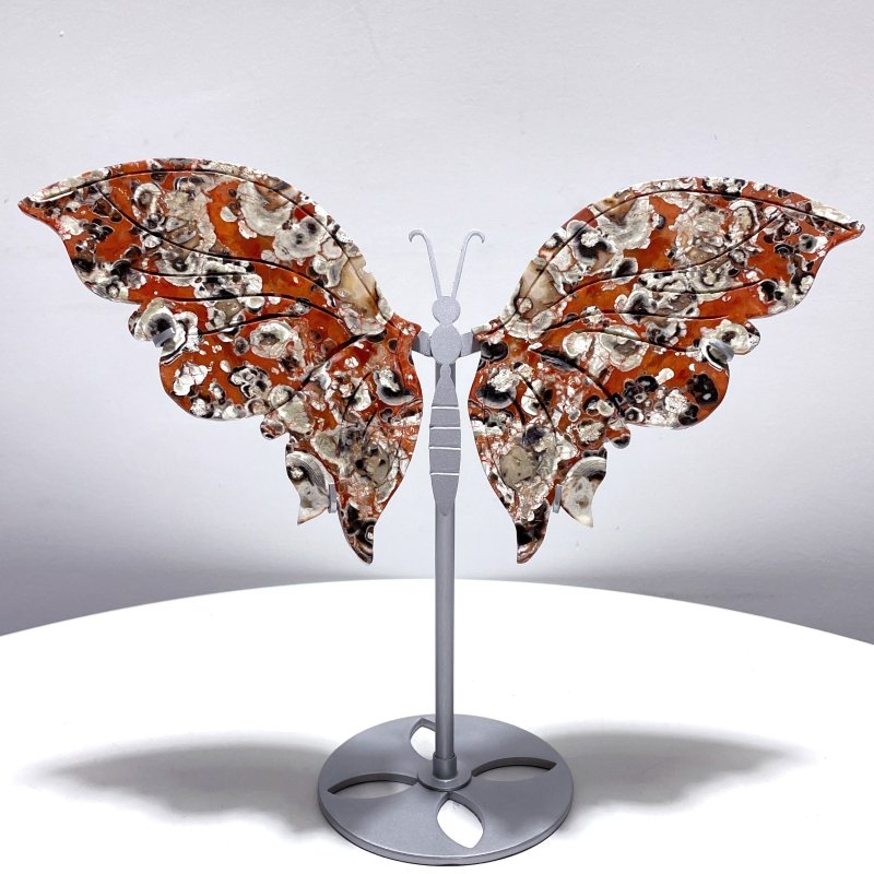 Colorful Jasper Butterfly Wing Carving With Stand - Wholesale Crystals