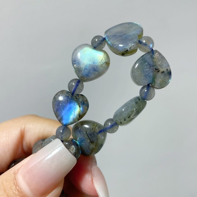 Colorful Labradorite Heart Purple Yellow Blue High Quality Bracelet Wholesale - Wholesale Crystals