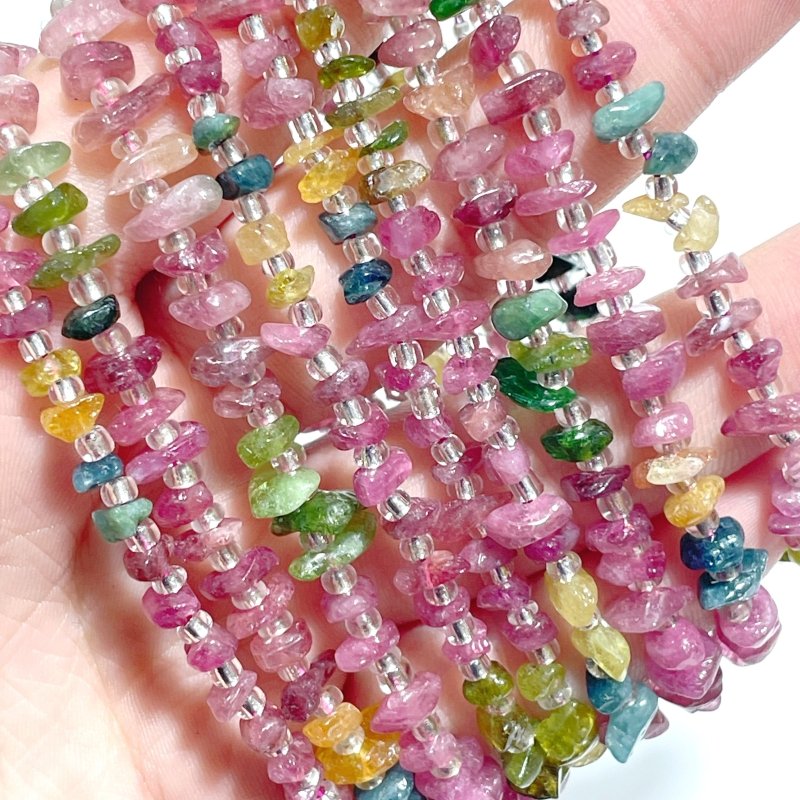 Colorful Tourmaline Gravel Chips 0.27in(7mm) Bracelet Wholesale - Wholesale Crystals