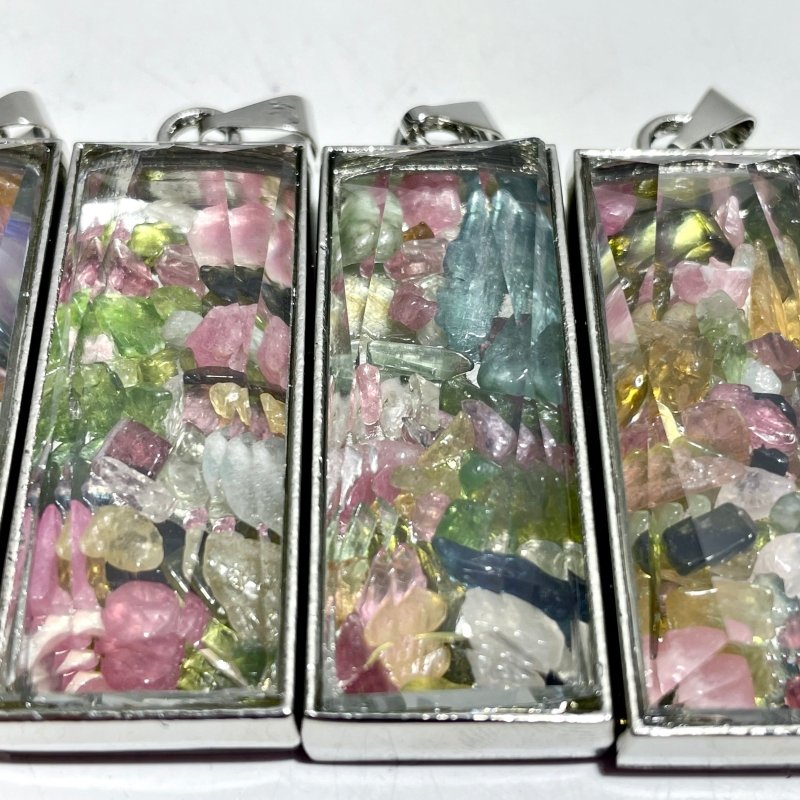 Colorful Tourmaline Gravel Chips Car Pendant Wholesale - Wholesale Crystals