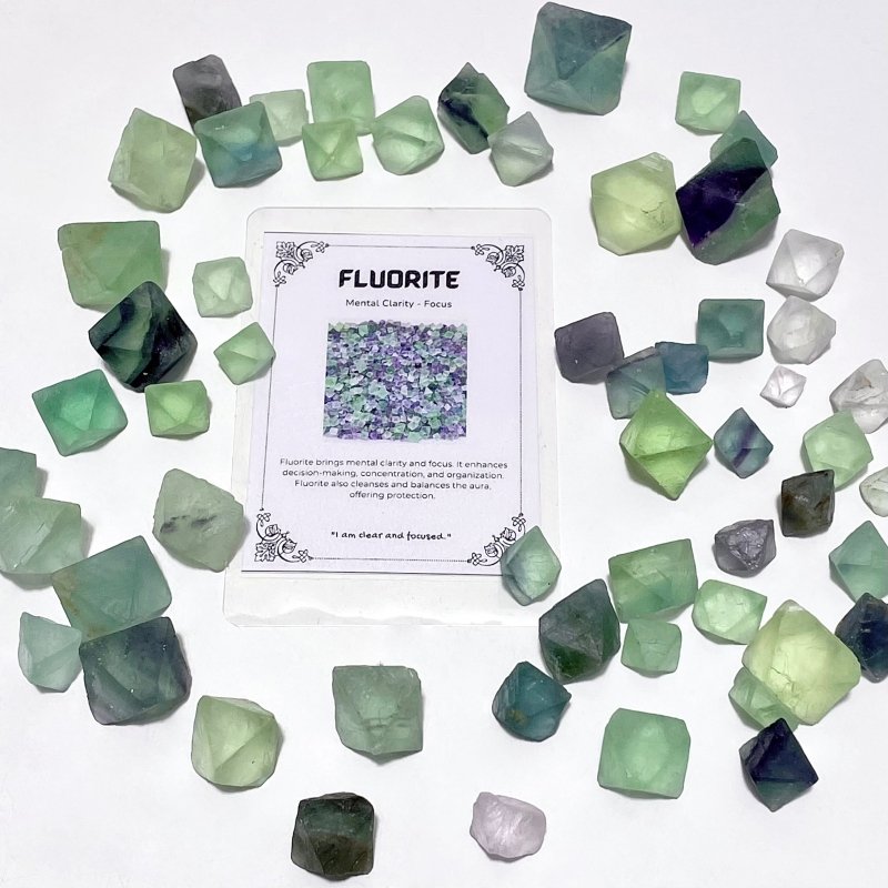 Colourful Fluorite Raw Octahedron Gift Box Wholesale Shrink Wrap Packaging - Wholesale Crystals