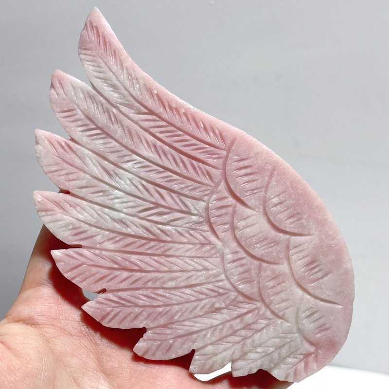 Cute Pink Opal Angel Wing Carving With Stand - Wholesale Crystals