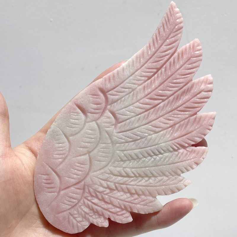 Cute Pink Opal Angel Wing Carving With Stand - Wholesale Crystals