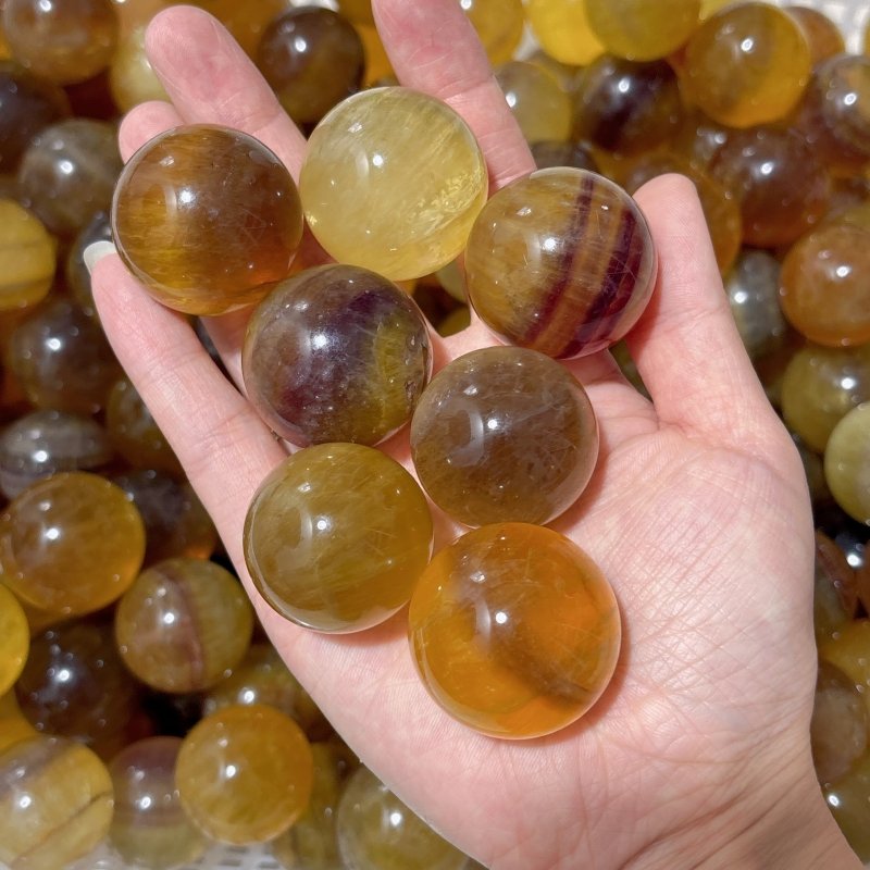 Cute Small Yellow Fluorite Spheres Wholesale - Wholesale Crystals