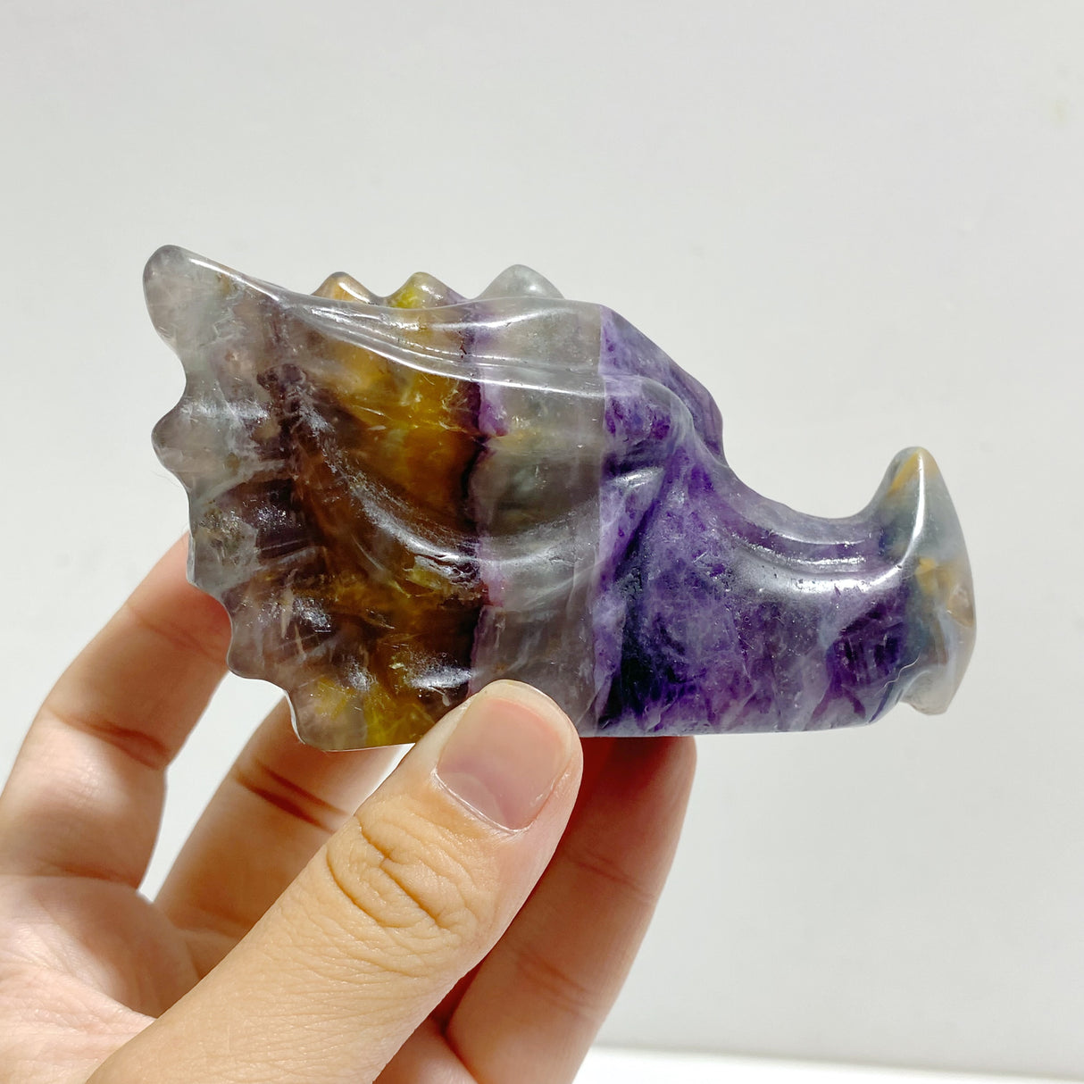 15 Pieces Rainbow Fluorite Dragon Head Carving