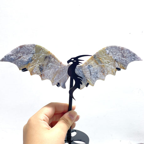 6 Pairs Ocean Jasper Flying Dragon Wing With Stand